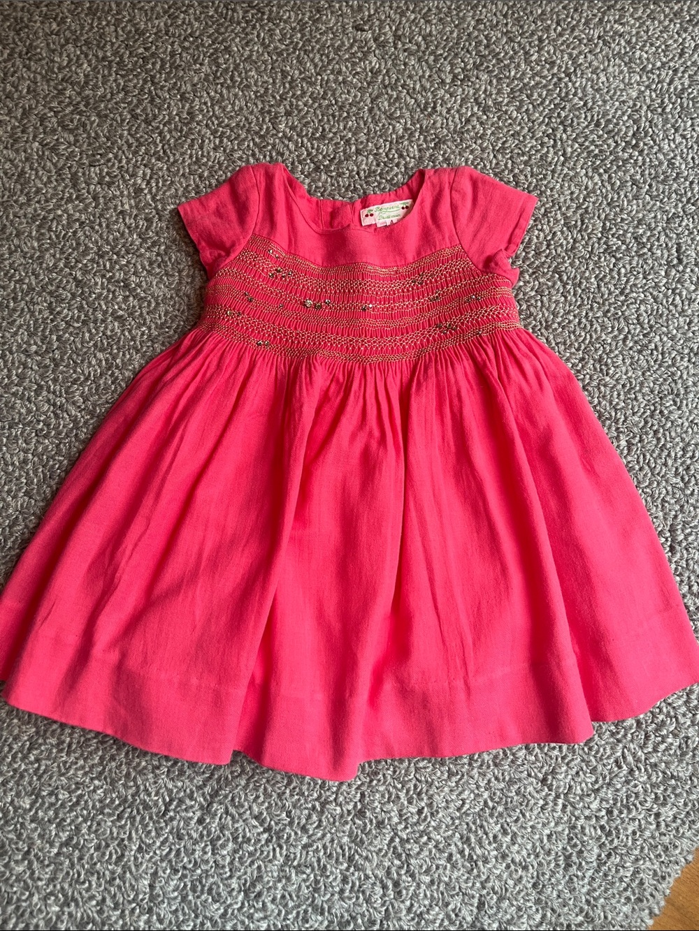 Bonpoint Girls' Pink Smocked Cotton Dress